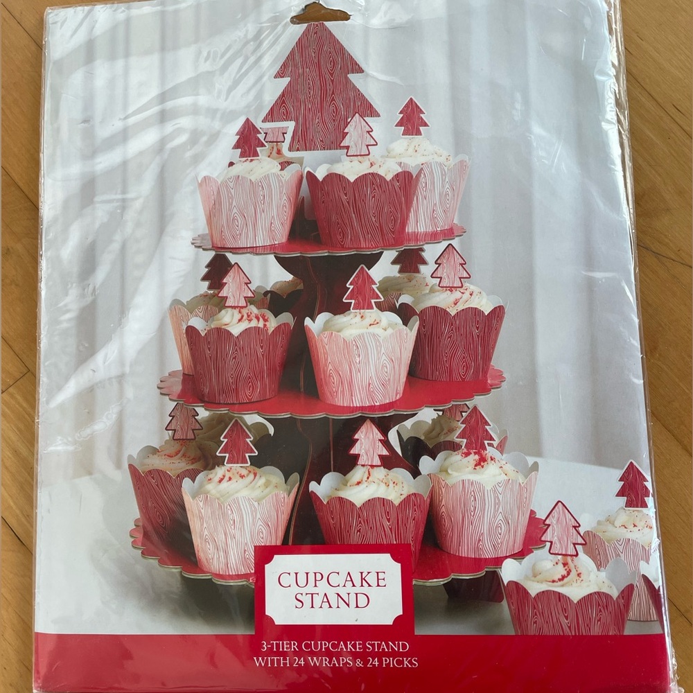 New 3 Tier cupcake stand with 24 wraps and 24 picks